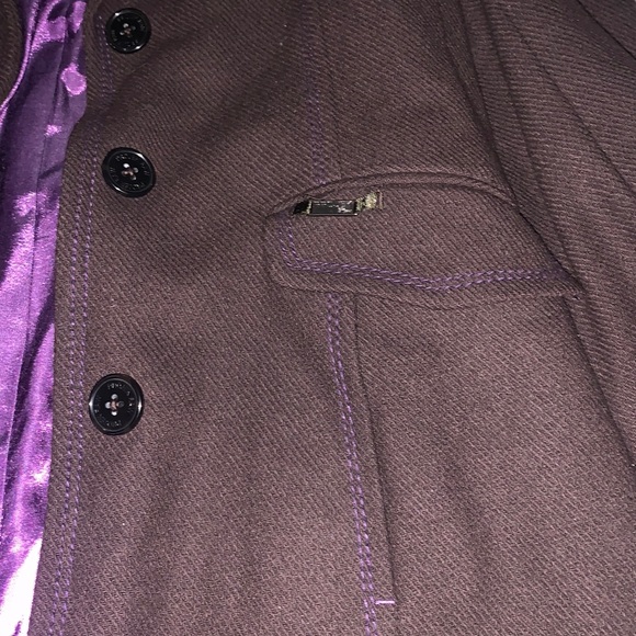 RETRO PROJEK RAW SILKY INTERIOR BUTTON UP WOOL COAT - Picture 3 of 6